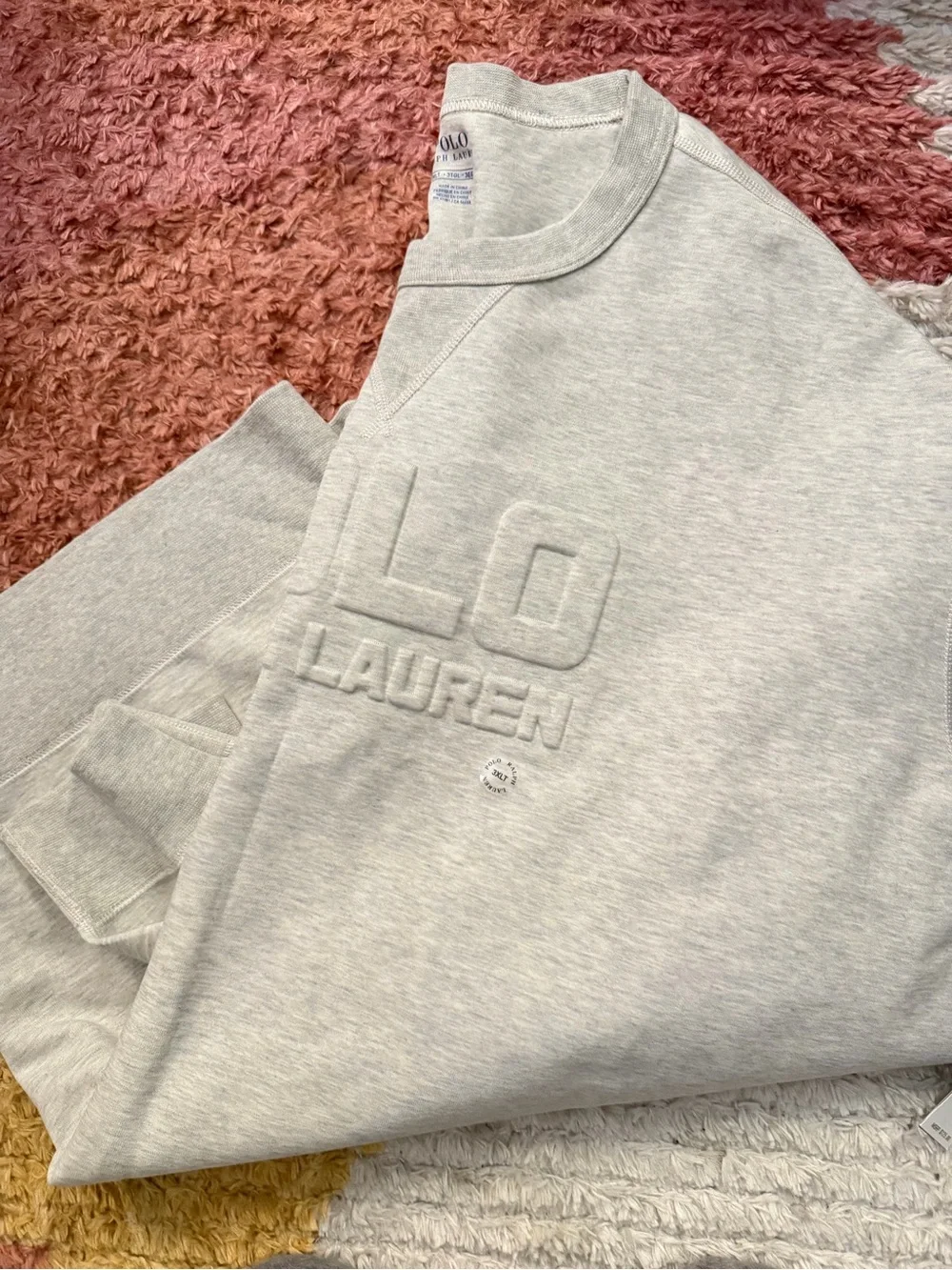 Polo by Ralph Lauren Light Gray Embossed Logo Crewneck Sweater